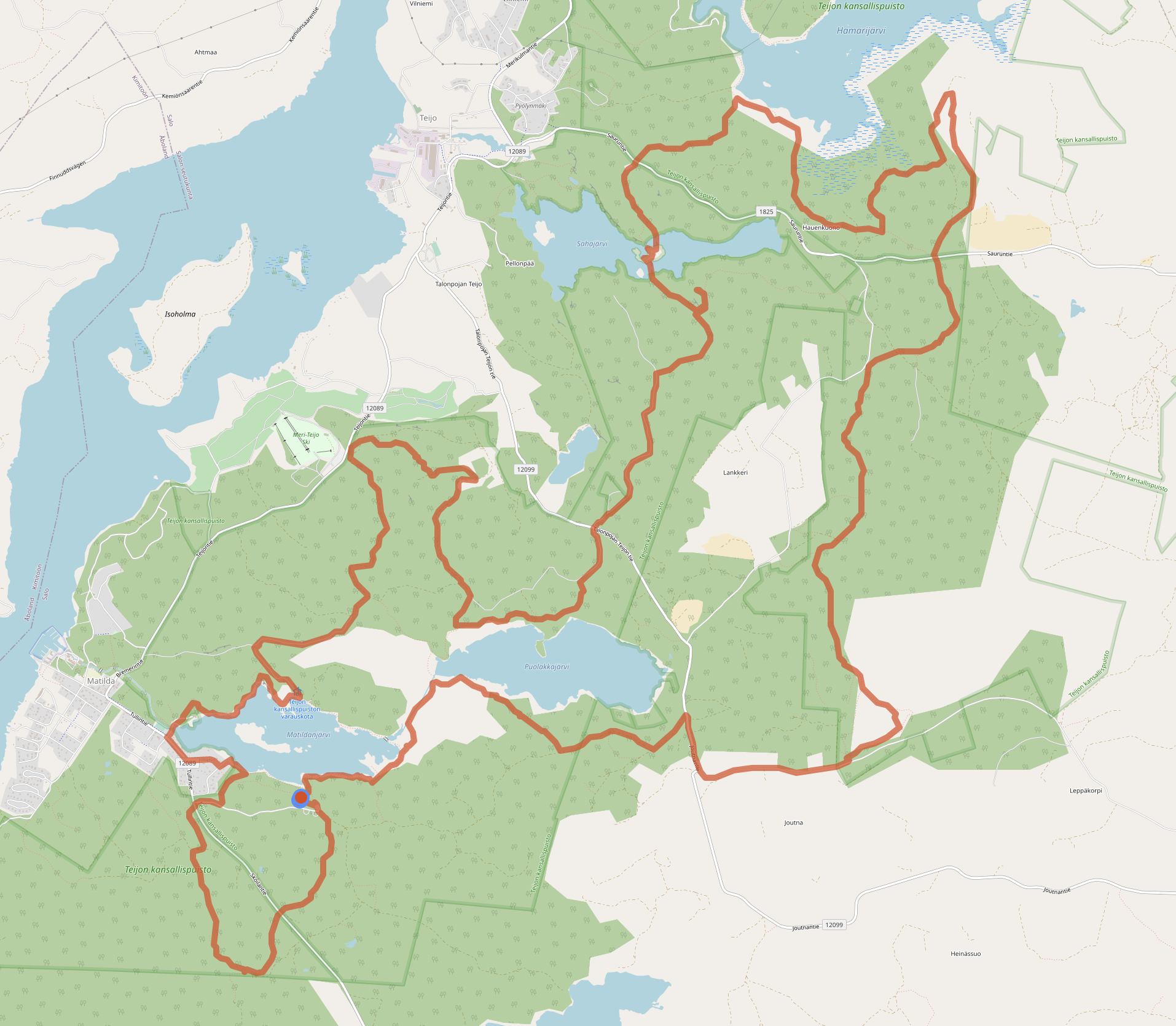 Teijo National Park, GPS-track 