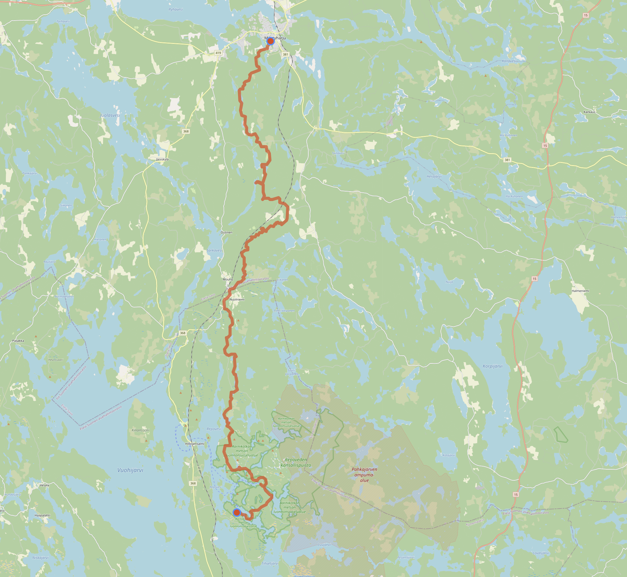 Mäntyharju-Repovesi, GPS-track 