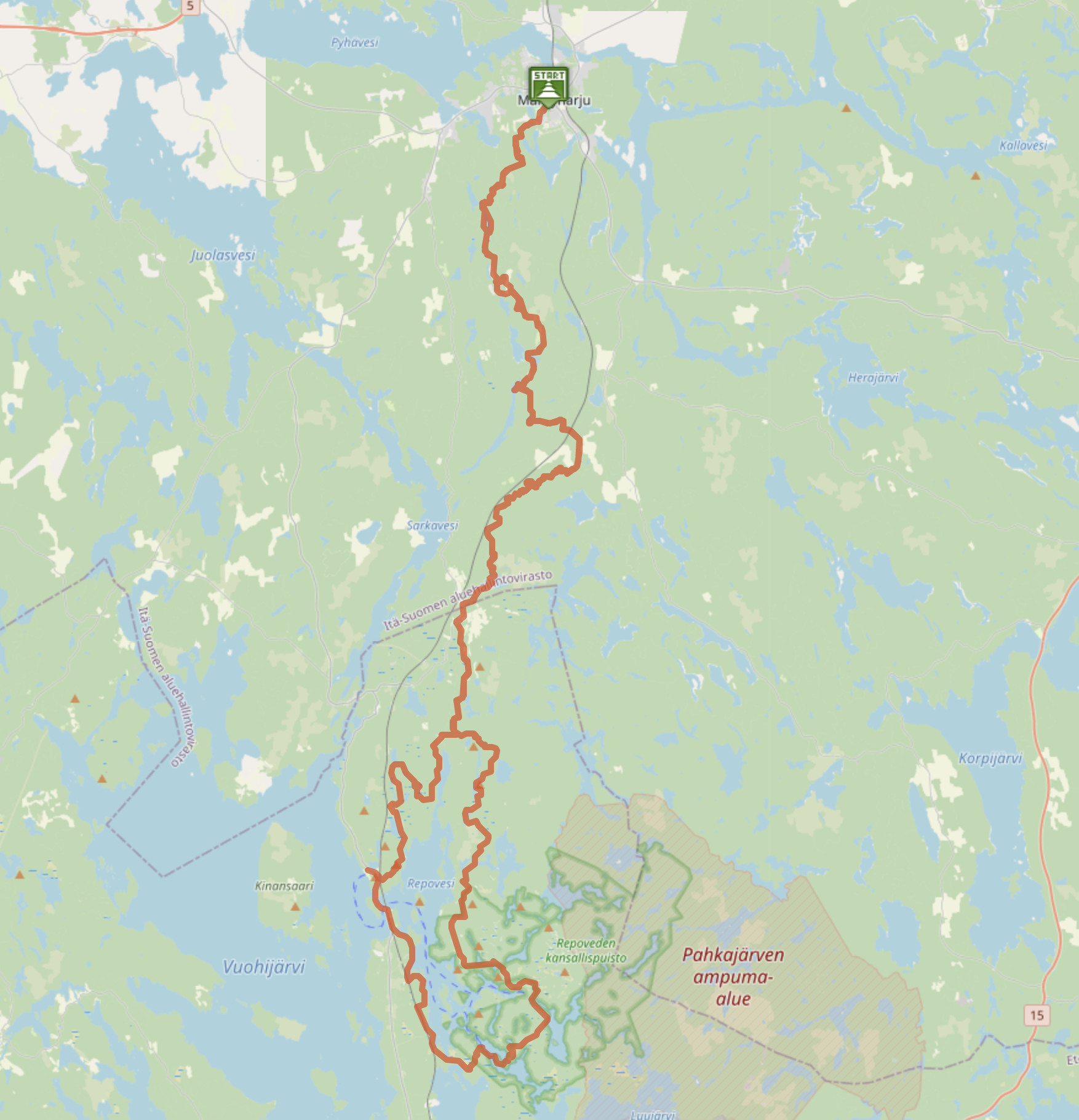 Mäntyharju – Repovesi, GPS-jälki 