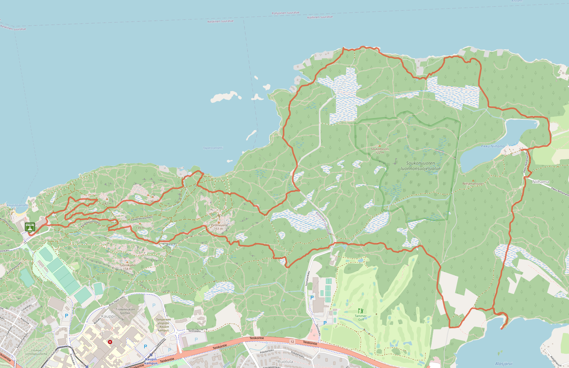 Kauppi (Tampere), GPS-jälki 